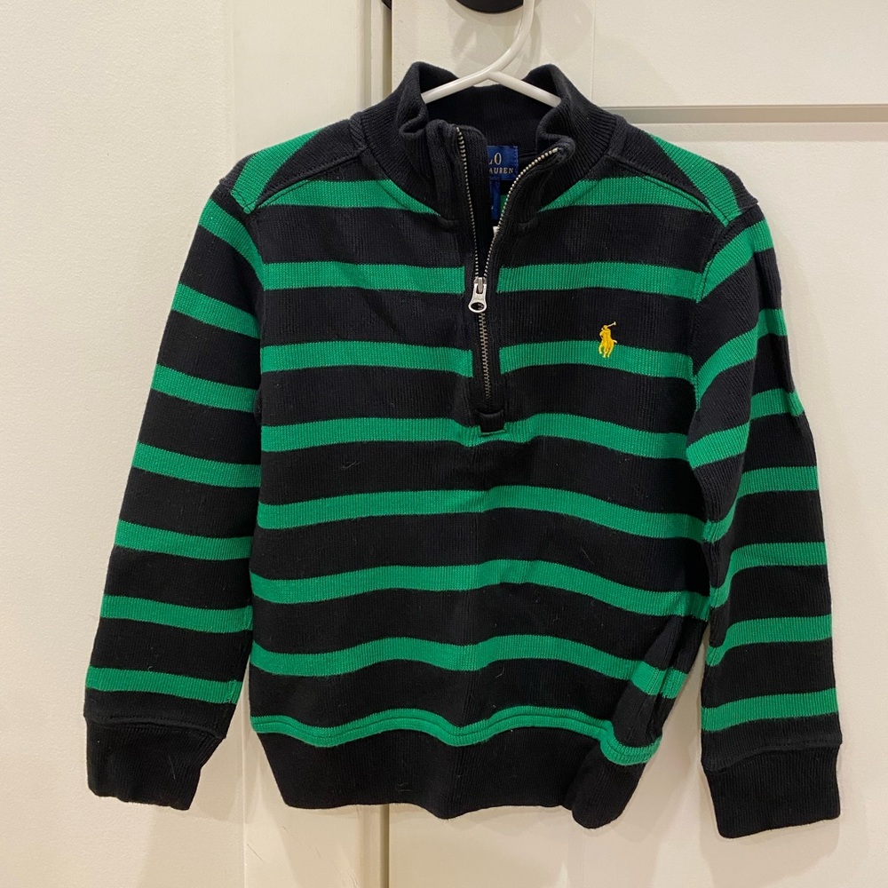 Ralph Lauren Green and Black Striped Sweater Toddler Boy